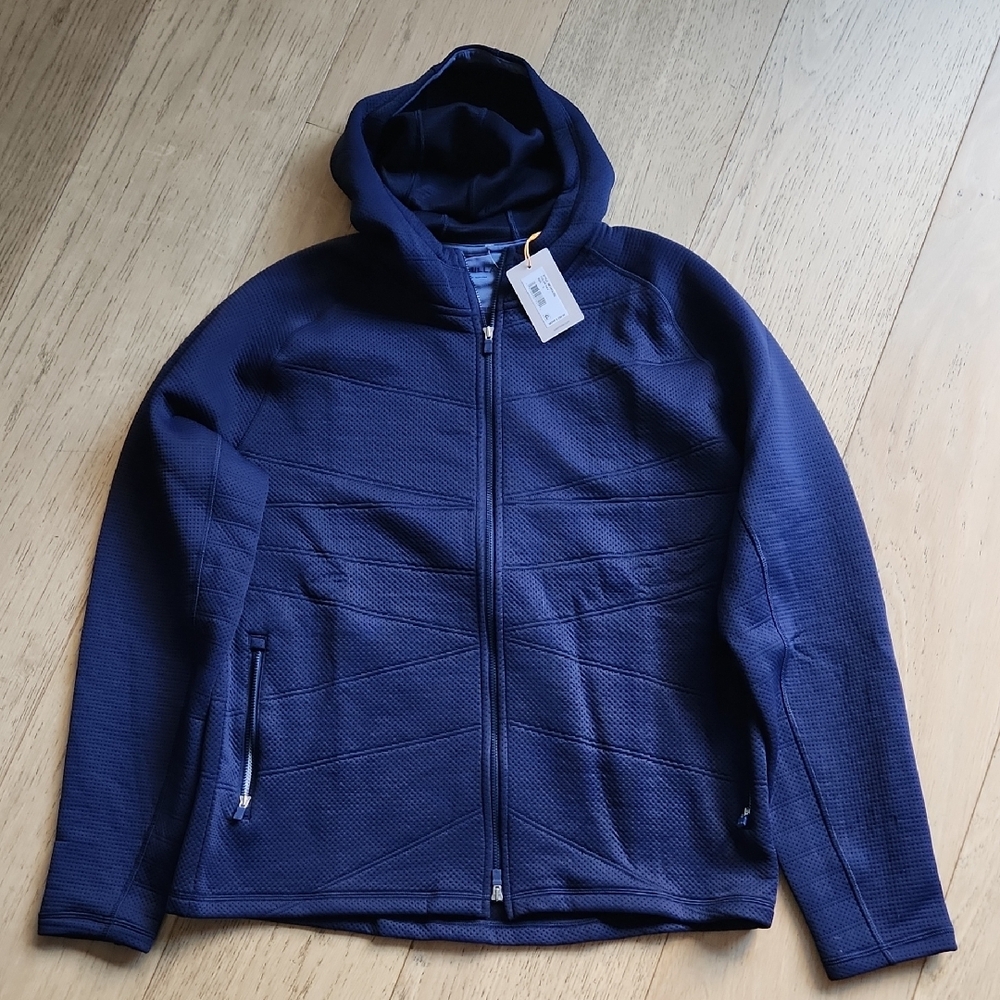 Peter Millar Orion Performance  Knitted Hoodie in Navy - Picture 4 of 14